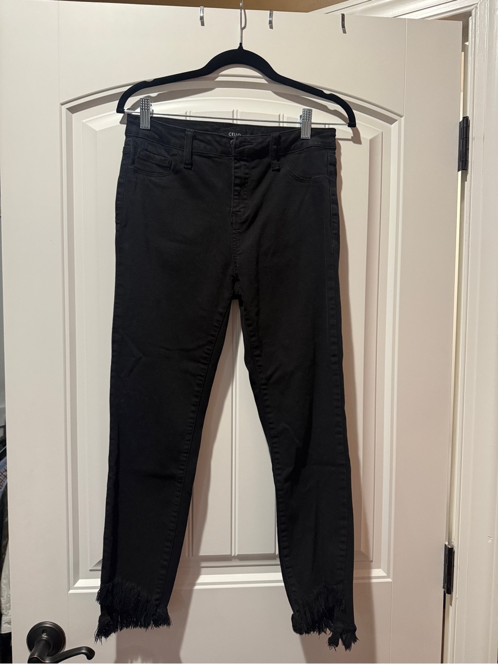 Cello Black Ankle Frayed Hem Jeans